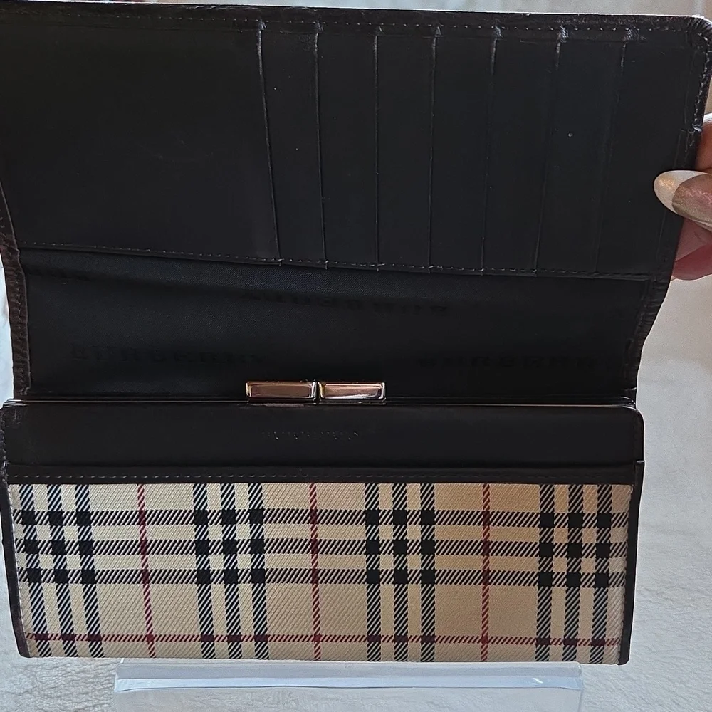 Burberry Black and Cream Plaid Wallet